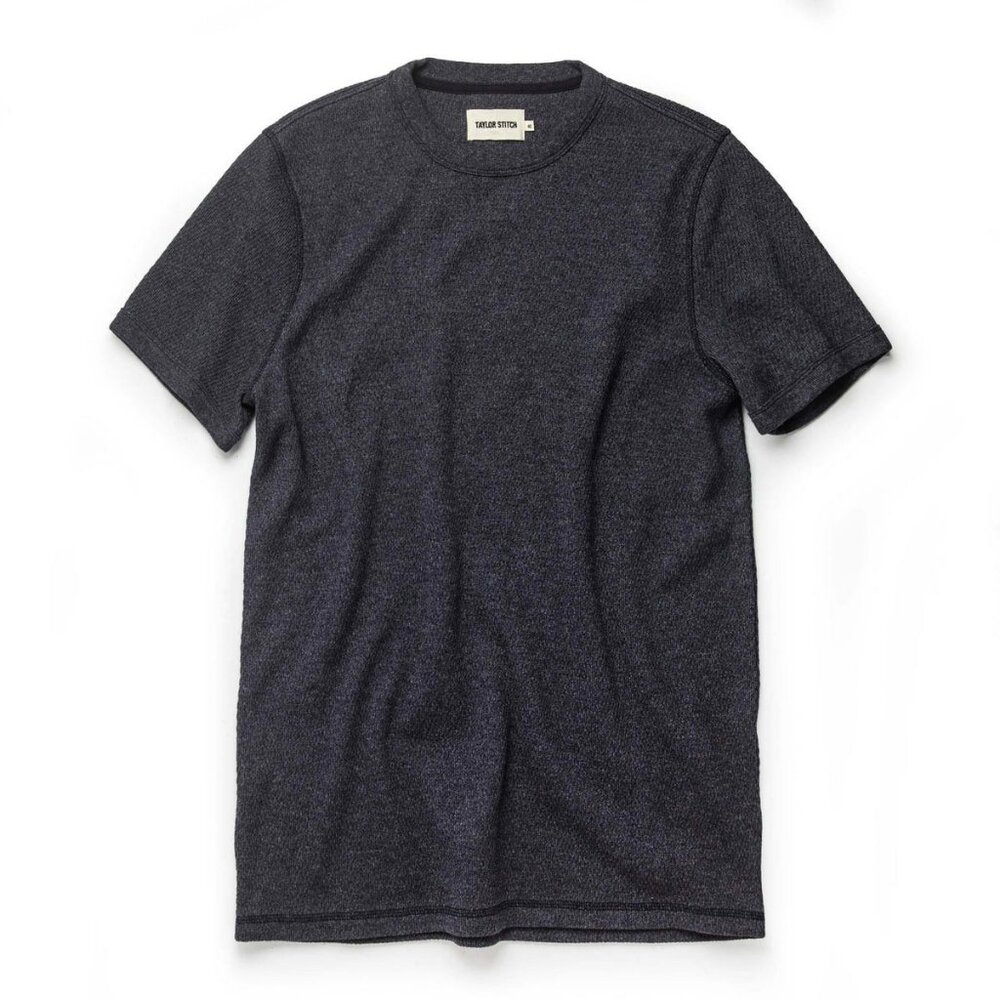 Taylor Stitch - The Heavy Bag Waffle Short Sleeve - M -40 Deep Ocean